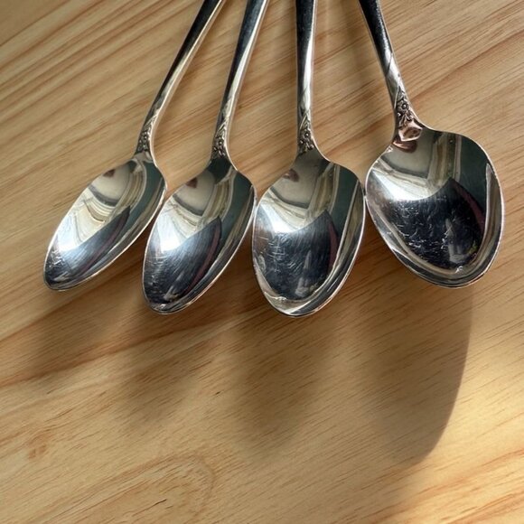 Oneida Community Silverplate Teaspoons Set Of 4 Floral Pattern 6-1/4" 1950s - Picture 3 of 8